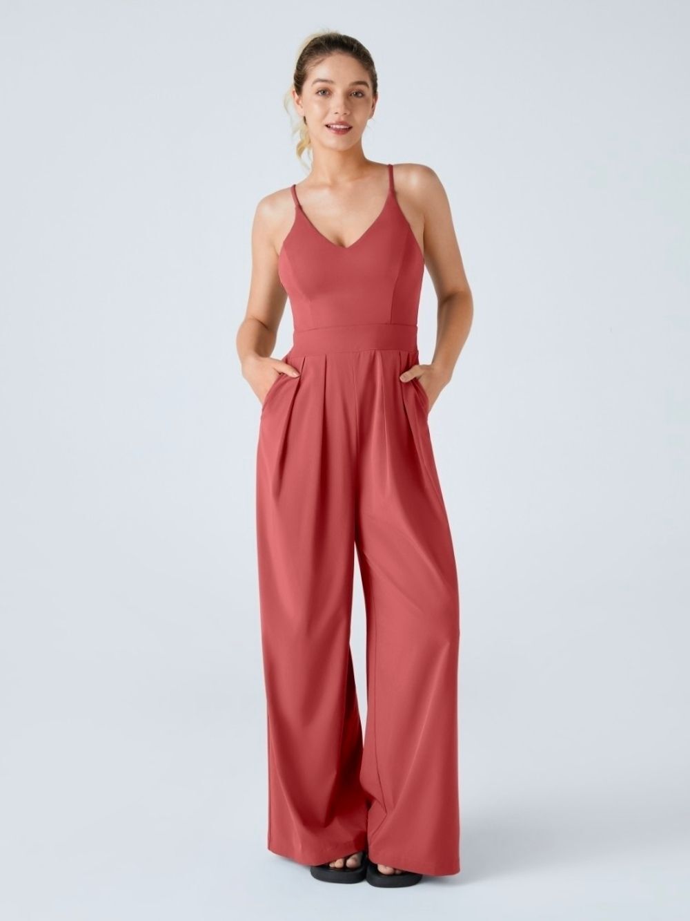 Breezeful™ Backless Side Invisible Zipper Pocket Wide Leg L Petite
